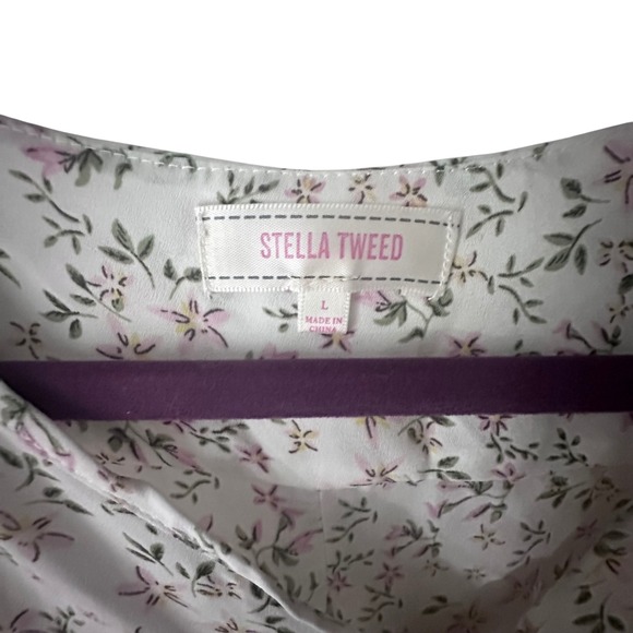 Floral‎ Print Mini Dress Stella Tweed Tie Sleeve Drawstring Waist Summer White - Picture 4 of 7